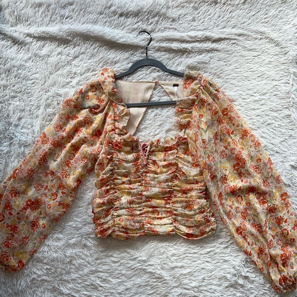Free-people long sleeve floral blouse size M